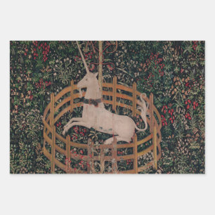 Unicorn Hunt Mediaeval Art - Unicorn Rests in Gard Wrapping Paper Sheet