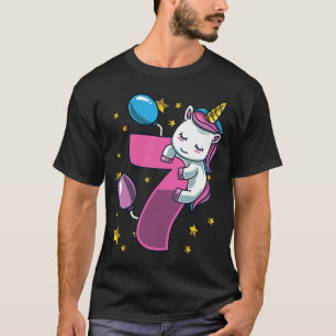 Unicorn I Bin 7 Years Old Girl Birthday Party T-Shirt