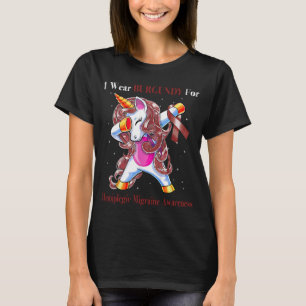 Unicorn I Wear Burgundy For Hemiplegic Migraine T-Shirt