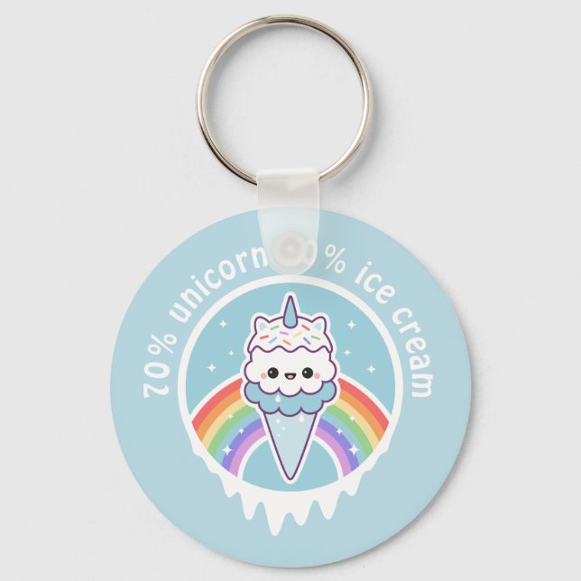 Unicorn Ice Cream Cone Key Ring (Front)