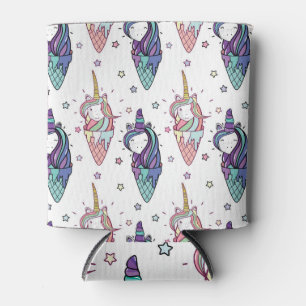 Unicorn ice cream: fanciful pattern. can cooler