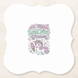 Unicorn Ice Cream Unicorn Dream Cute Pastel Produc Paper Coaster