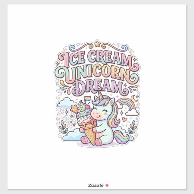 Unicorn Ice Cream Unicorn Dream Funny Typography D (Sheet)