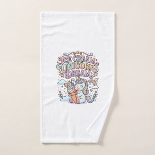 Unicorn Ice Cream Unicorn Dream Funny Typography D Hand Towel