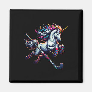 Unicorn Ice Hockey Player Rainbow Fantasy Rink Magnet