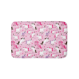 unicorn illustration kids background bath mat