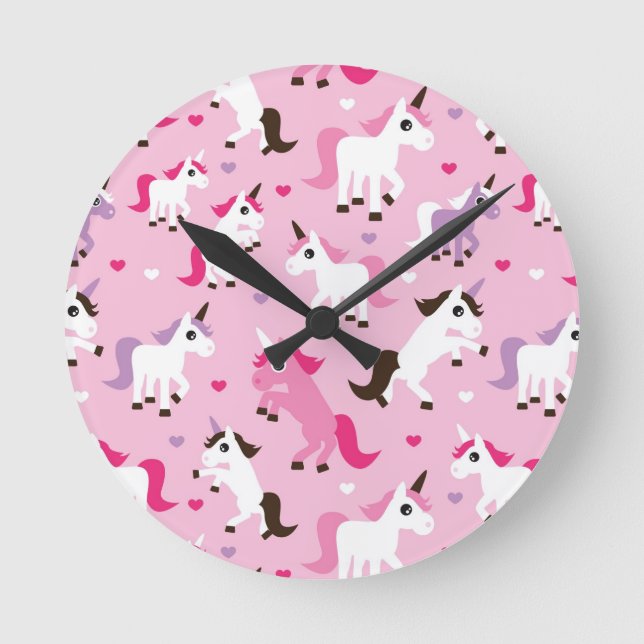 unicorn illustration kids background round clock (Front)