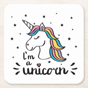 Unicorn   I'm A Unicorn Square Paper Coaster