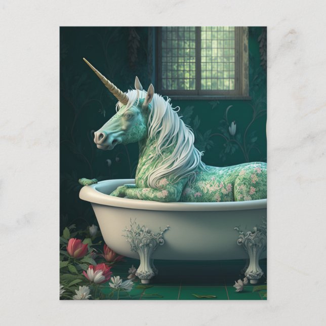 Unicorn in a Bathtub Postcard (Front)