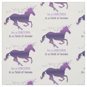 Unicorn in a Field of Horses Fun Quote Fun purple Fabric