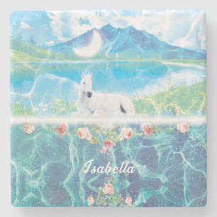 Unicorn in a paradise dream Personalised Stone Coaster