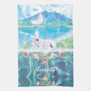 Unicorn in a paradise dream world tea towel