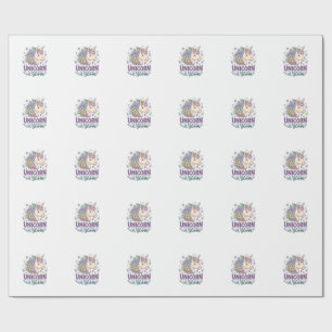 Unicorn in Bloom Bold Typography Print on Demand D Wrapping Paper