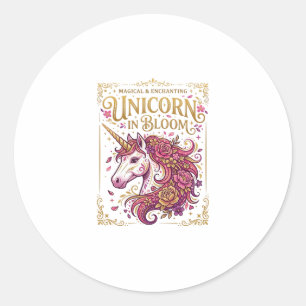 Unicorn in Bloom Stylish Zazzle Design_1 Classic Round Sticker
