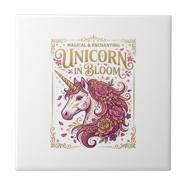 Unicorn in Bloom Stylish Zazzle Design_1 Tile (Front)