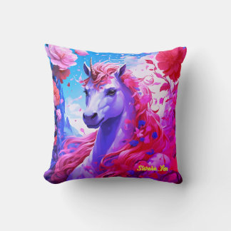 Unicorn in Blossom Garden Cushion