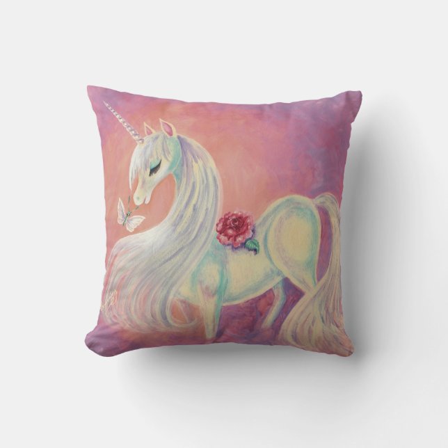 Unicorn In Blush Of Dawn Cushion (Front)