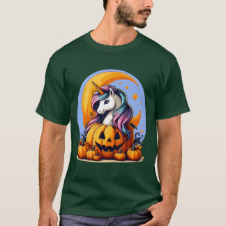 Unicorn in Halloween pumpkin gift T-Shirt