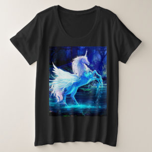 Unicorn in Moonlight Pegasus Women's Plus Size T-Shirt