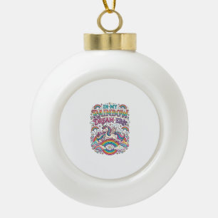 Unicorn In My Rainbow Dream Era Colourful Apparel Ceramic Ball Christmas Ornament