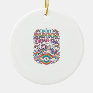 Unicorn In My Rainbow Dream Era Colourful Apparel Ceramic Tree Decoration