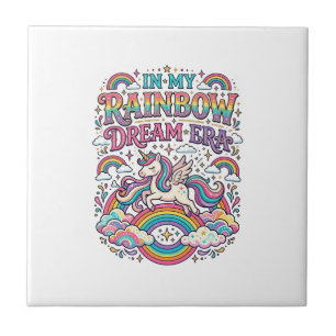 Unicorn In My Rainbow Dream Era Colourful Apparel  Tile