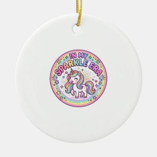 Unicorn In My Sparkle Era Funny Print on Demand De Ceramic Tree Decoration