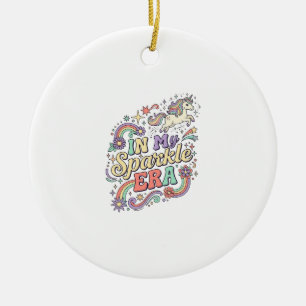 Unicorn In My Sparkle Era Kawaii Apparel Graphic_1 Ceramic Tree Decoration