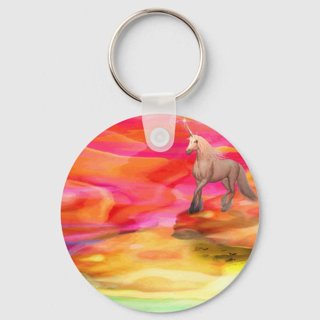 Unicorn in Painted Desert Key Ring (Front)