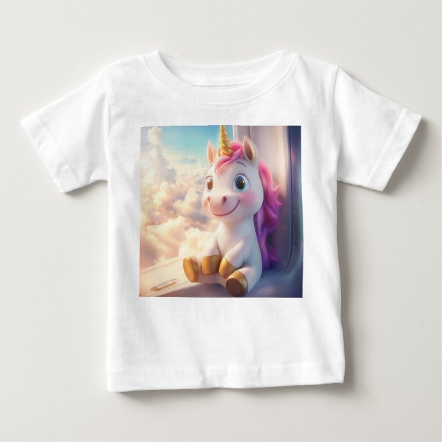 Unicorn in plane baby T-Shirt (Front)