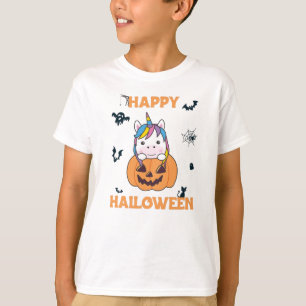 Unicorn In Pumpkin Cute Unicorns Happy Halloween T-Shirt