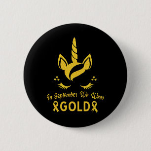 Unicorn In September We Wear Gold Childhood Cancer 6 Cm Round Badge