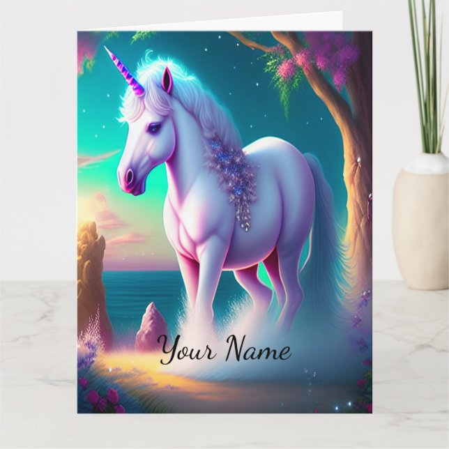 Unicorn In the Forest Art Print    Card (Front)
