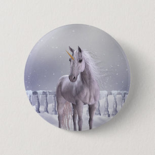 Unicorn in the Snow 6 Cm Round Badge