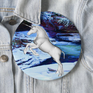 Unicorn in the Snow Button