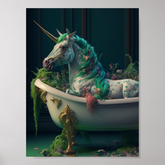 Unicorn in the Tub Full of Plants Poster (Front)