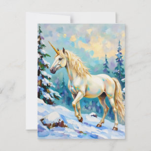 Unicorn in the Winter Postcard