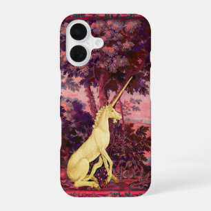 UNICORN IN WOODLAND LANDSCAPE,TREES,PINK BLUE iPhone 16 CASE