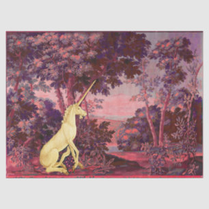 UNICORN IN WOODLAND LANDSCAPE,TREES,Pink Blue Tissue Paper