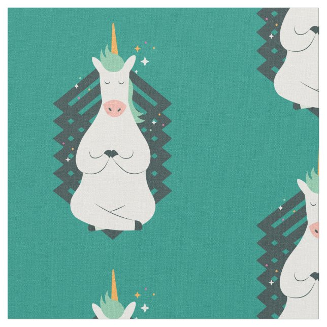 Unicorn in Yoga Pose Fabric (Close Up)