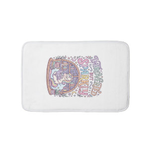 Unicorn Introverted but Sparkly Original White Bac Bath Mat