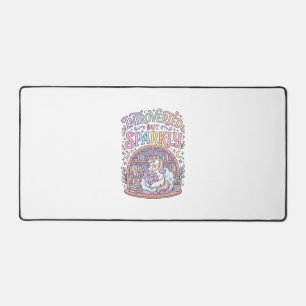 Unicorn Introverted but Sparkly Original White Bac Desk Mat
