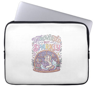Unicorn Introverted but Sparkly Original White Bac Laptop Sleeve