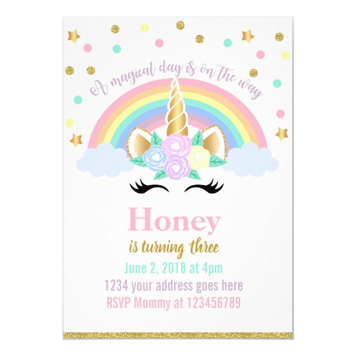 unicorn invitation zazzleconz