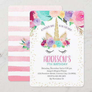 Unicorn Invitation 1st Birthday Baby Shower
