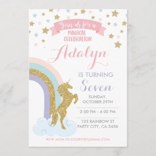 Unicorn Invitation, Magical Birthday Party Invitation