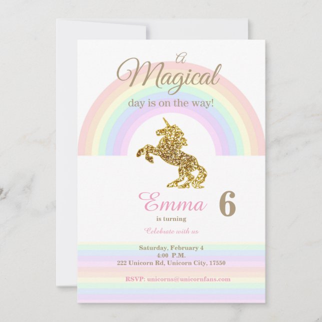 Unicorn invitations (Front)
