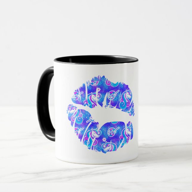 UNICORN Iridescent Purple Foil Metallic KISS LIPS Mug (Front Left)