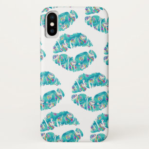 UNICORN Iridescent Teal Foil Metallic KISS LIPS Case-Mate iPhone Case