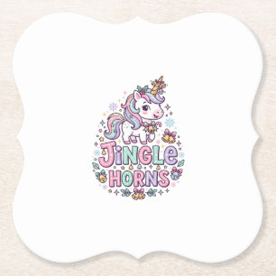 Unicorn Jingle Horns Charming Apparel Graphic_1 Paper Coaster